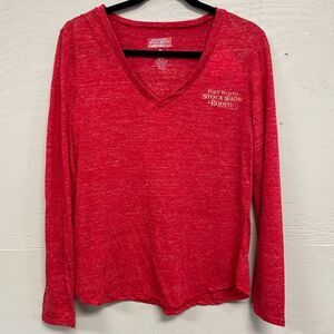 Fort Worth Stock Show Rodeo‎ V-Neck Long Sleeve T-shirt, Size M NWT